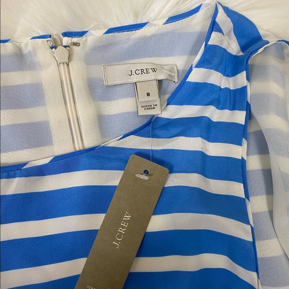 NWTs J Crew Classic Striped Nautical Preppy Silk Sleeveless Sheath Shift Dress - Picture 8 of 11